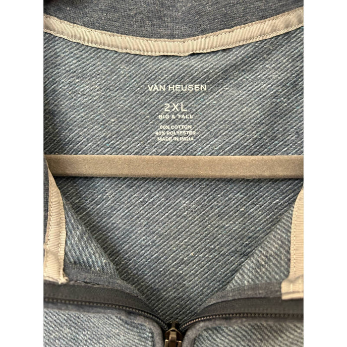 Van Heusen Men's Quarter Zip Long Sleeve Shirt Size 2XL Casual * Workwear M1218