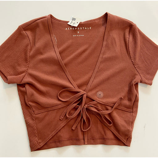 Aeropostale Small / Brown Aeropostale Women's Mid Crop Shirt * Size S Burgundy Brown with Tied Front WTS22