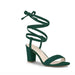 Allegra Green / 9 / Suede Allegra K Women's Open Toe Lace-Up Chunky Heel Sandals: Vegan Suede, SZ 9 Shoes