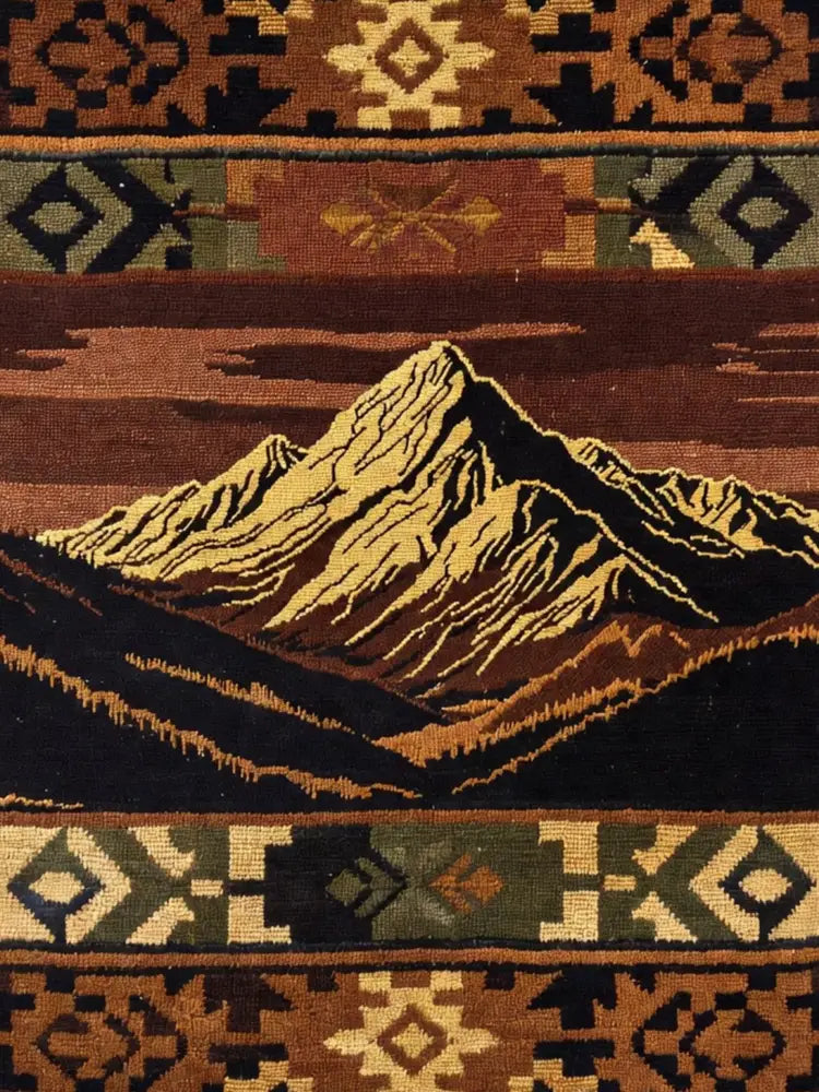 Alpine Peak Woven Blanket: Aspen-inspired mountain tapestry with snow-capped peaks