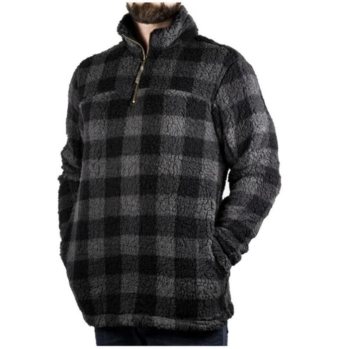 Alpine Sherpa XL / Black - Gray Cozy Alpine Sherpa Pullover Checkered Gray SZ XL