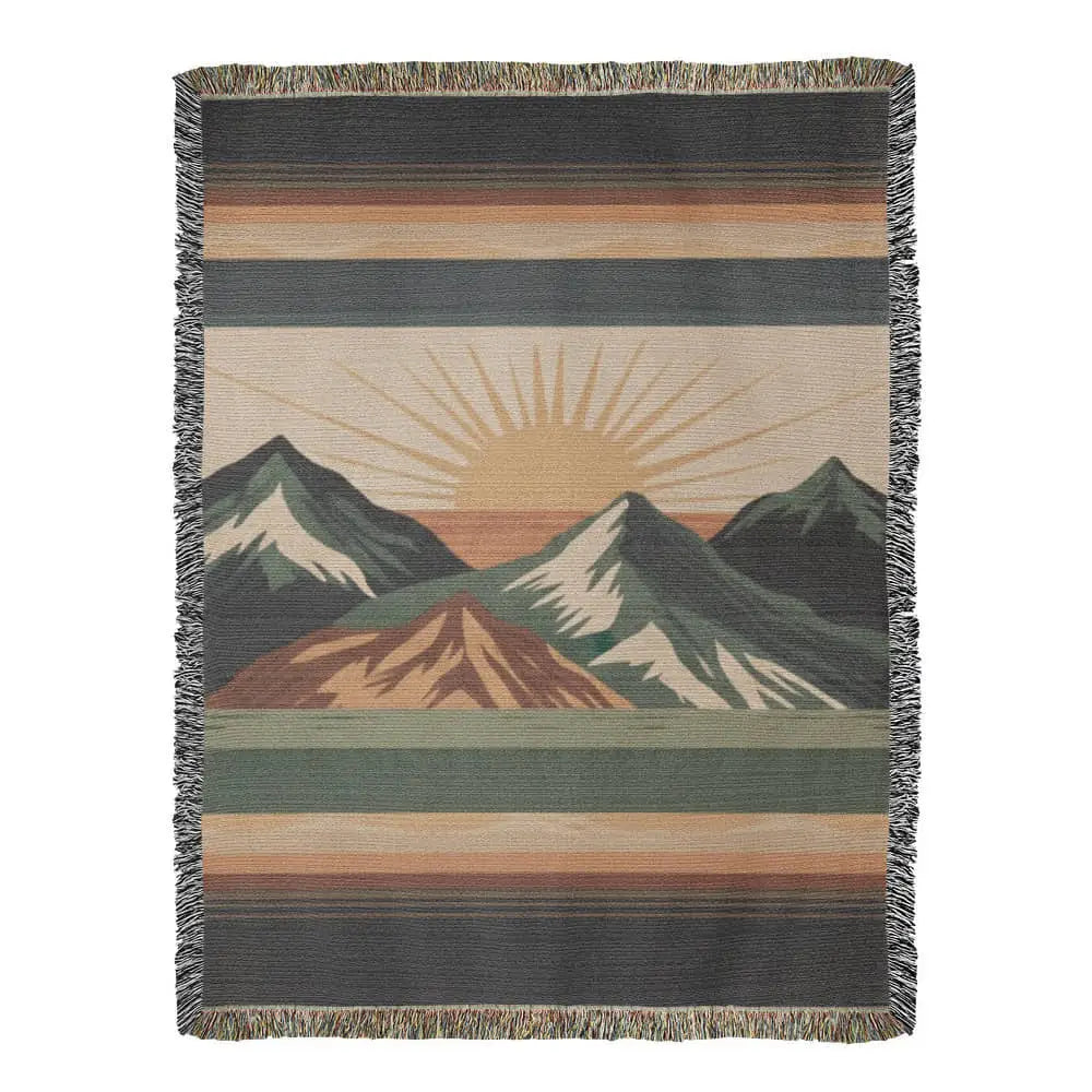 Alpine Sunrise Woven Mountain Landscape Travel Collection Blanket