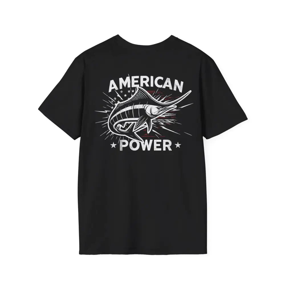 American Power Marlin fish graphic black t-shirt