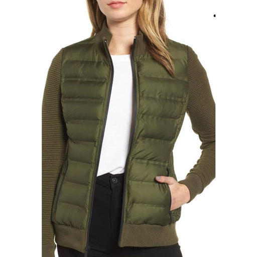 Andrew Marc Medium / Green Marc New York Mixed Media Puffer Jacket - Size Medium * WOM113