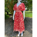 Angie’s Angies Red Floral Printed Maxi Dress Bohemian Elegance for Spring* Size MED WD46