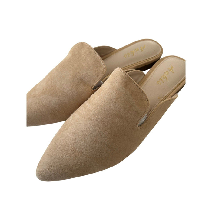 Ankis Shoes Ankis Women's Beige Pointed Toe Mule Flats Casual Slip-On SZ 9