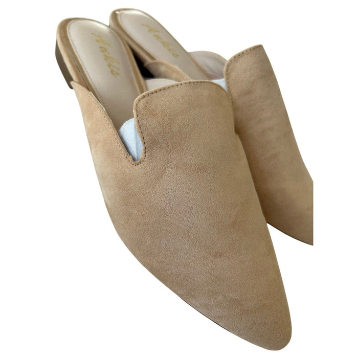 Ankis Shoes Ankis Women's Beige Pointed Toe Mule Flats Casual Slip-On SZ 9