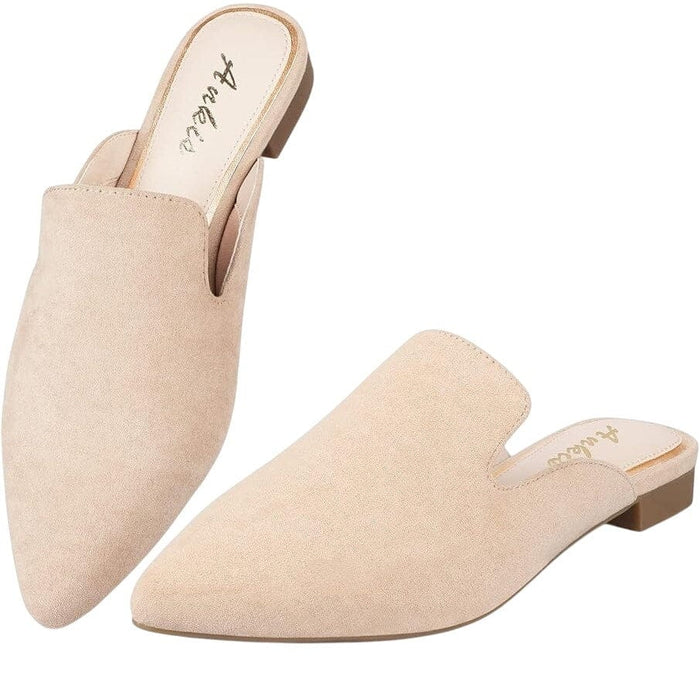 Ankis Shoes Ankis Women's Beige Pointed Toe Mule Flats Casual Slip-On SZ 9