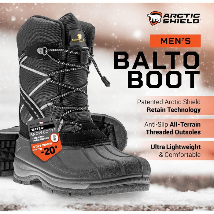 Artic Shield 7 / Black ArcticShield Balto Winter Boots Mens SZ 7 - Waterproof, Insulated, All-Terrain