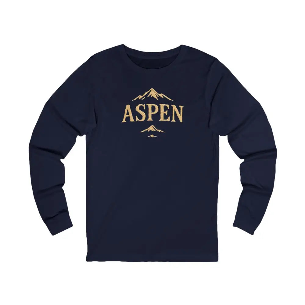Navy blue long-sleeve Trini Skies Aspen Mountain graphic tee