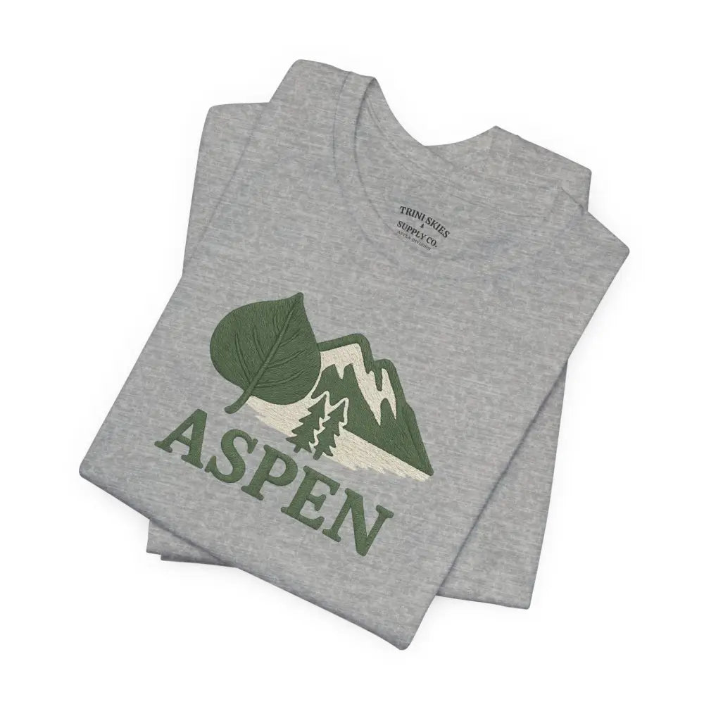Gray Aspen Mountain Tee with green graphic on vintage style t-shirt