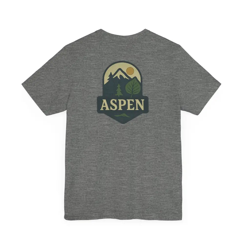 Gray Aspen Mountain Nature Graphic Division Tee with Iconic Aspen Tree