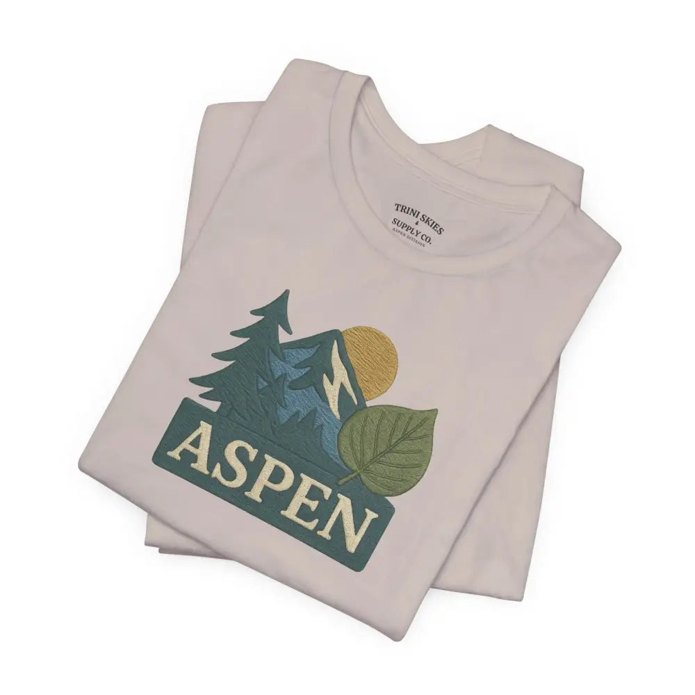 White Bella+Canvas Aspen Division tee with detailed DTG embroidered graphic