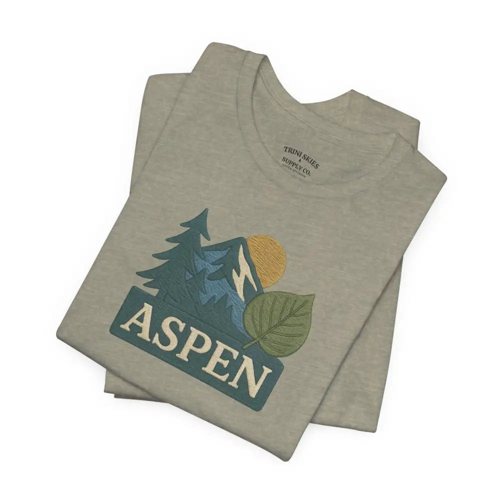 Light gray Bella+Canvas Aspen tee with detailed DTG mountain graphic