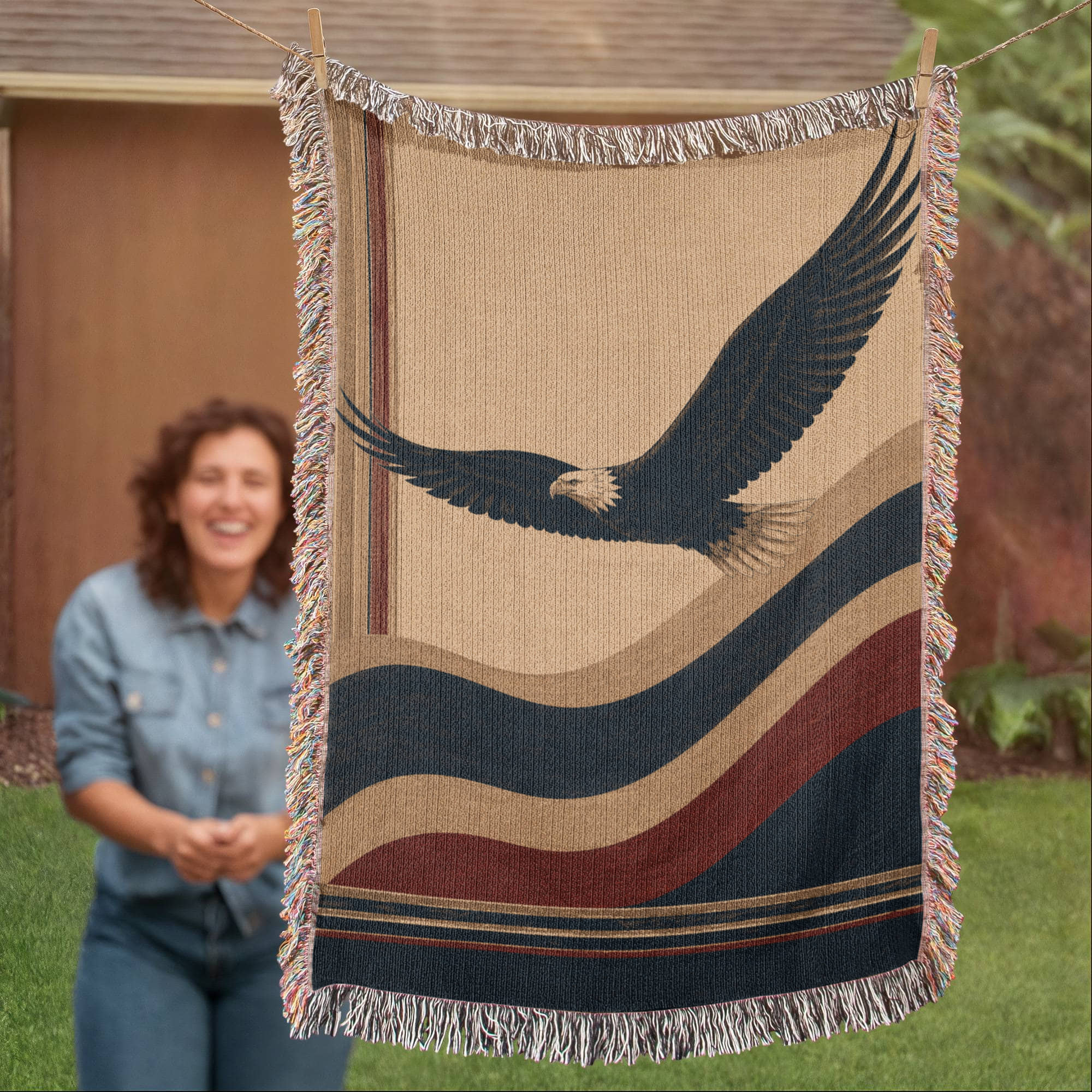 The American Eagle Cotton Woven Throw Blanket
