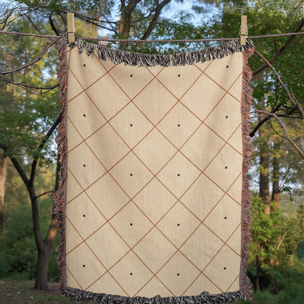 Diamond Lattice Woven Cotton Throw Blanket — Fringe Southwest