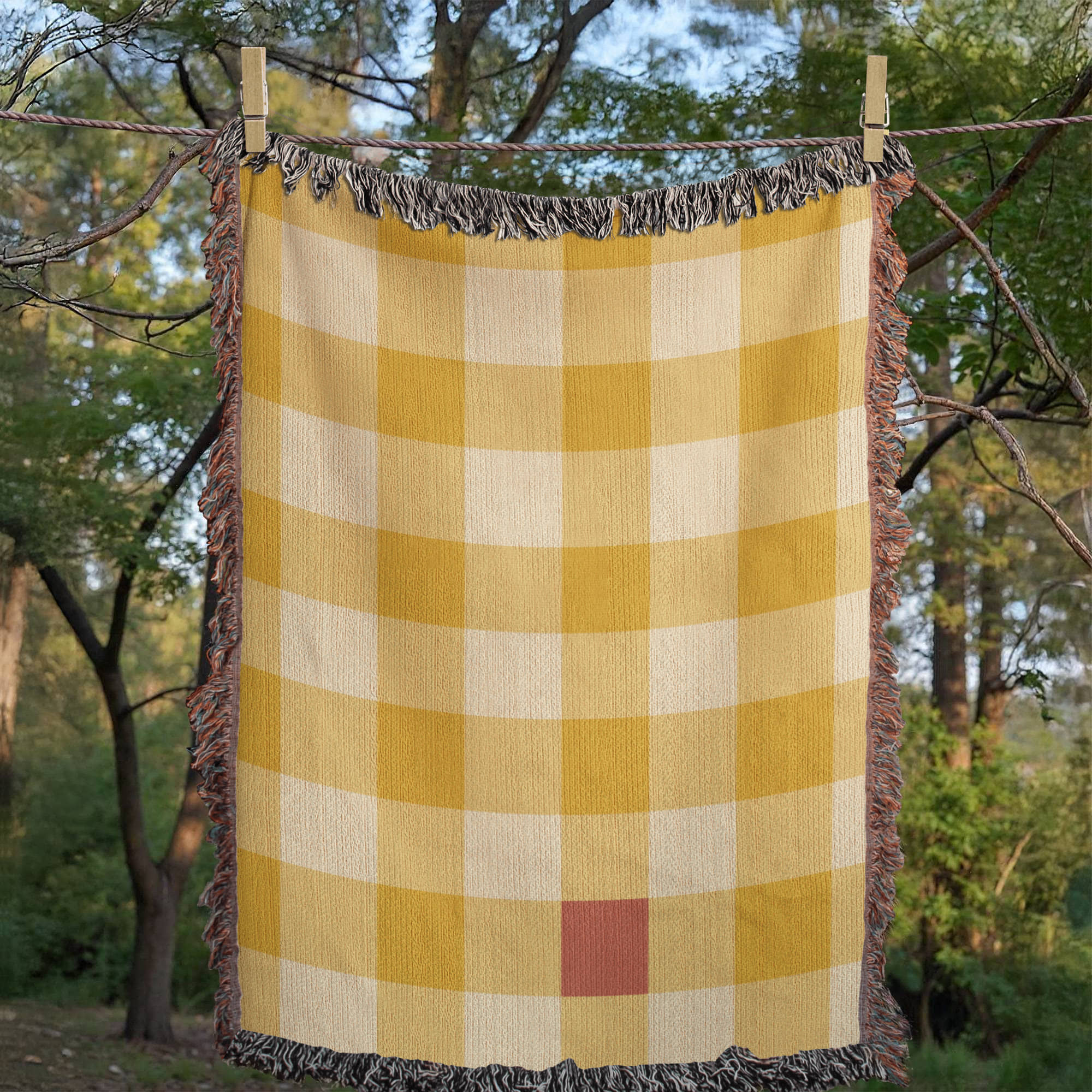 Gingham Woven Cotton Throw Blanket — Butter