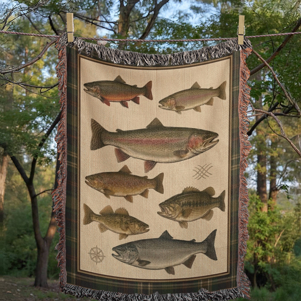 The Watershed Fishing Cotton Woven Throw Blanket