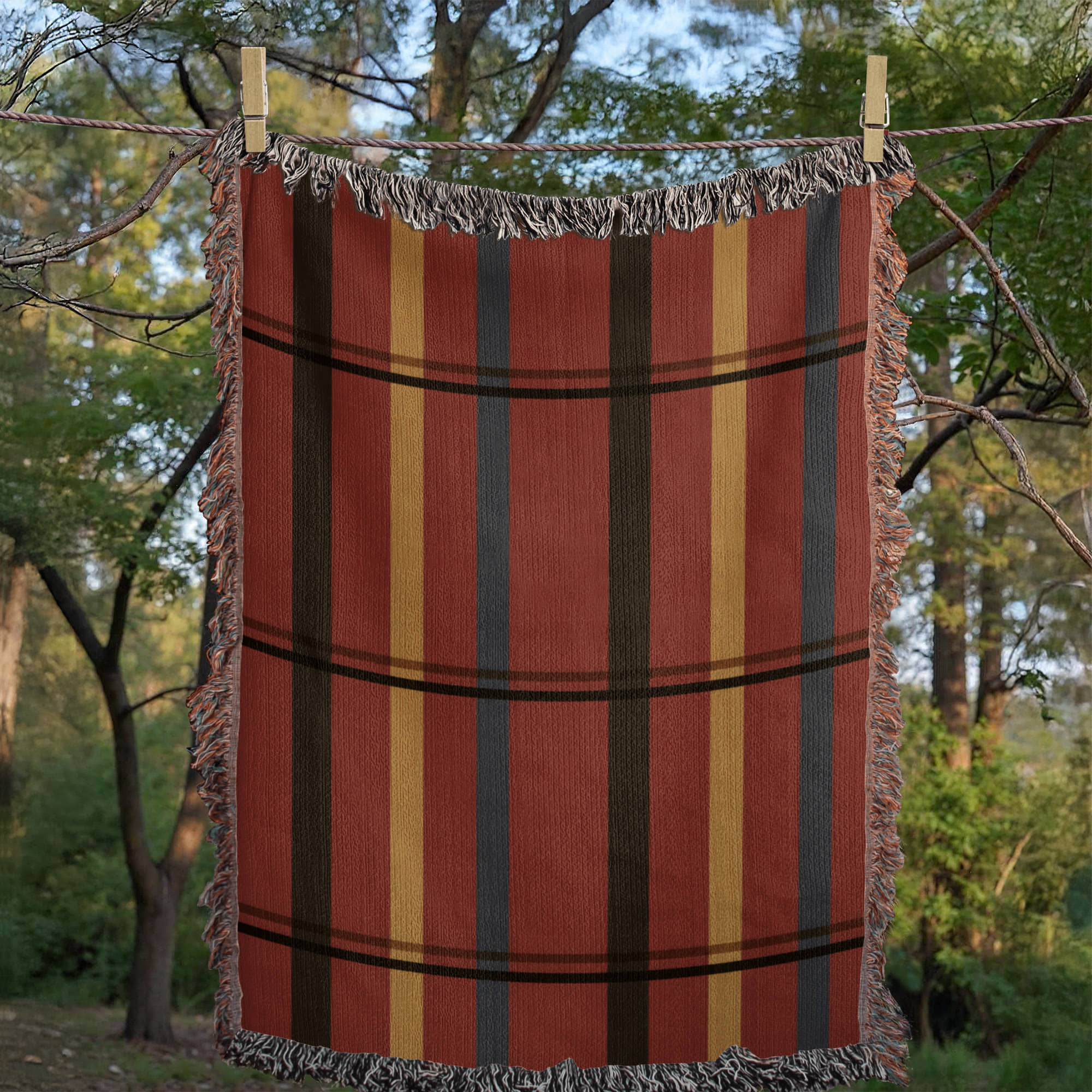 Plaid Woven Cotton Throw Blanket - Signature Red