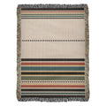 Fringe Echo Multicolor Striped Woven Cotton Throw Blanket with Fringe — Rust Teal Olive Gold Boho Throw for Couch & Bed