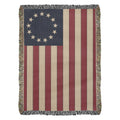 Betsy Ross Flag Woven Throw Blanket – 13 Star 1777 Colonial American Flag, Vintage Cotton Tapestry, Made in USA