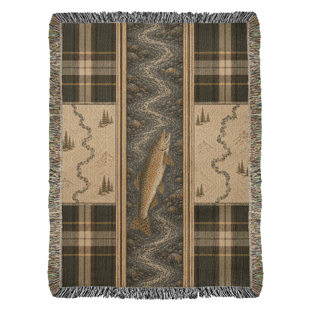 The River Trout Cotton Throw Blanket
