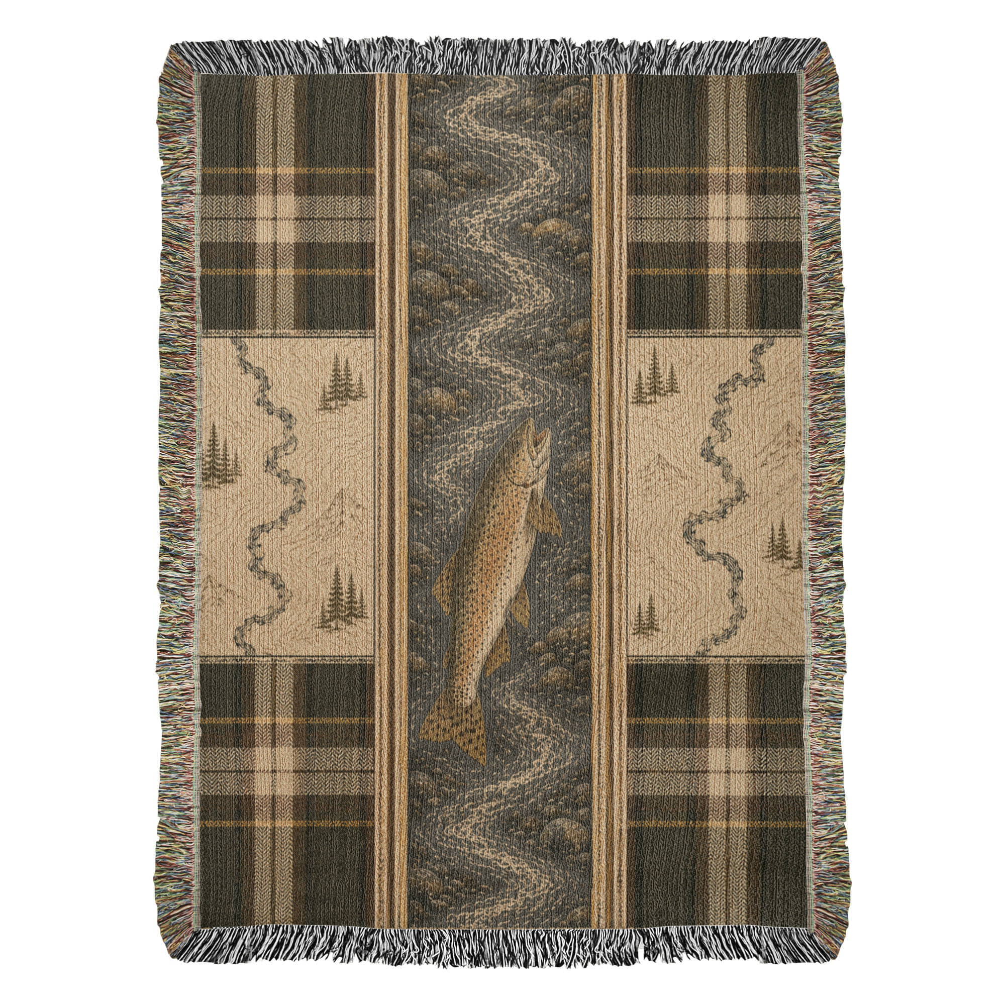 The River Trout Cotton Throw Blanket