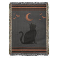 Halloween Black Cat Woven Cotton Throw Blanket