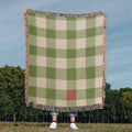 Matcha- PICNIC CLUB Classic gingham Woven Cotton Throw Blanket