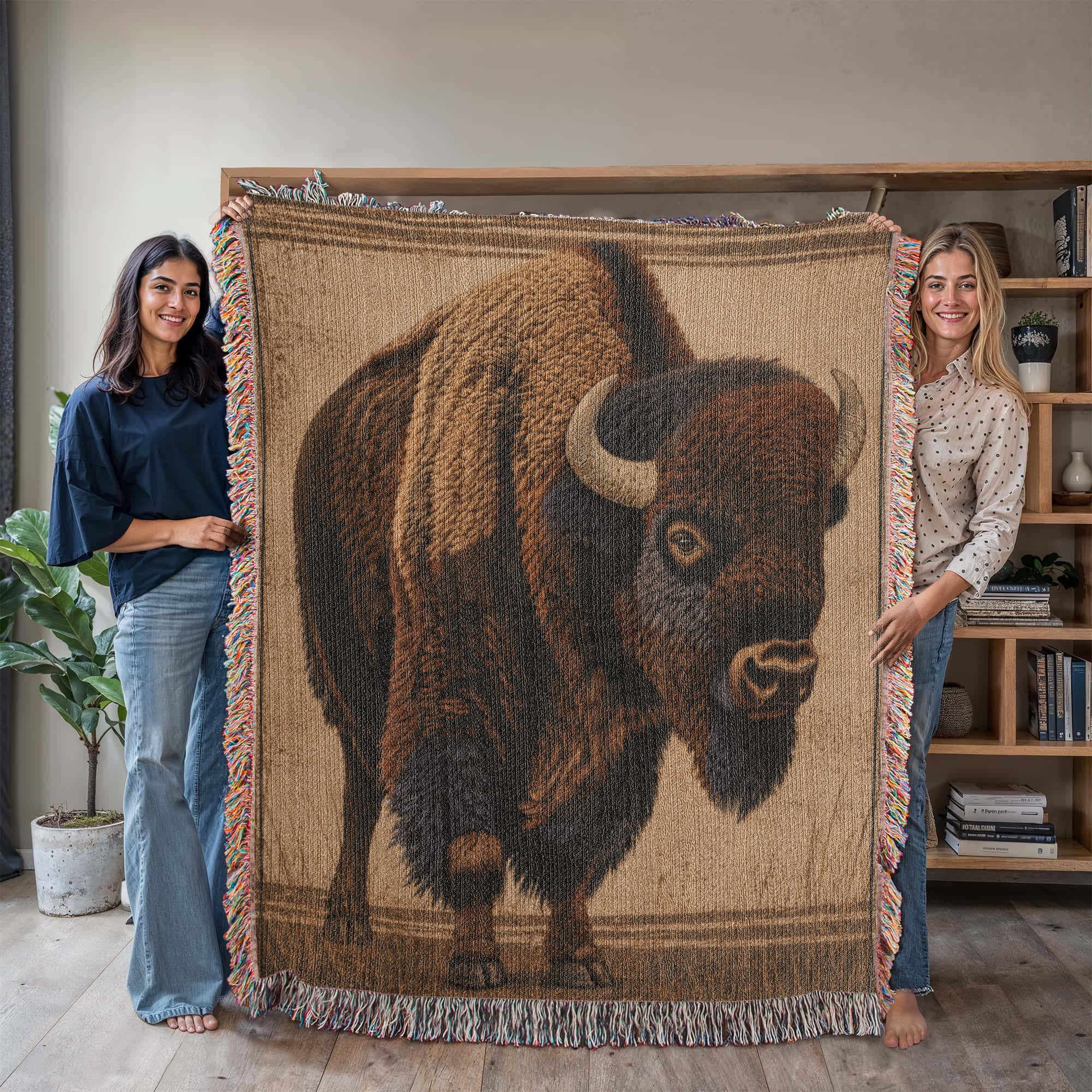 American Bison Woven Blanket – Wildlife Throw & Statement Blanket Nature Lover Gifts