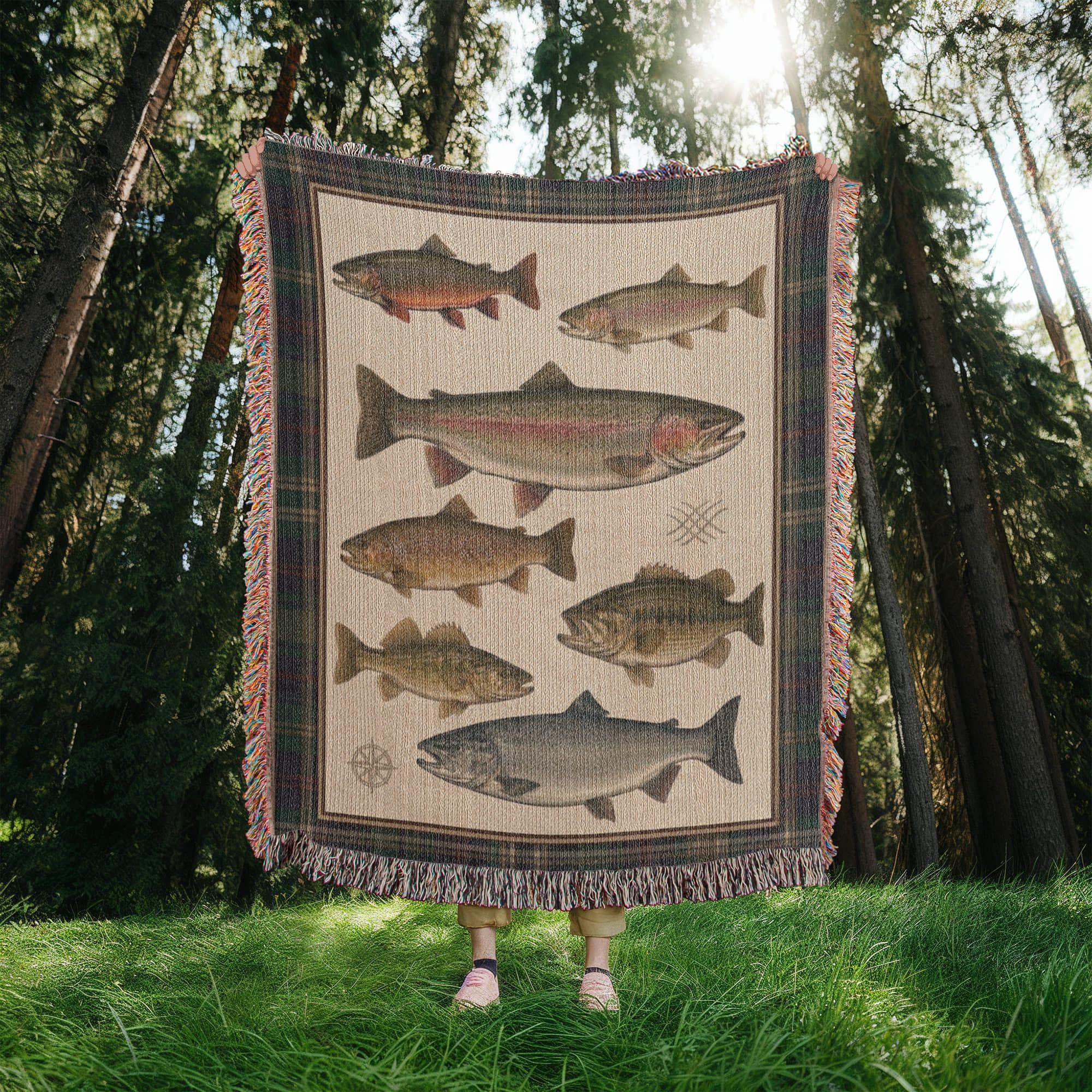 The Watershed Fishing Cotton Woven Throw Blanket