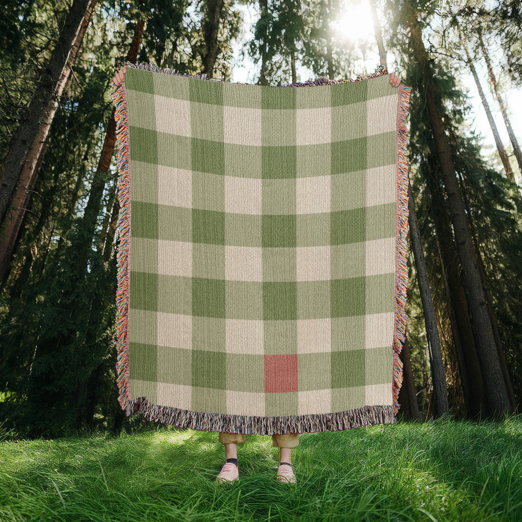 Matcha- PICNIC CLUB Classic gingham Woven Cotton Throw Blanket