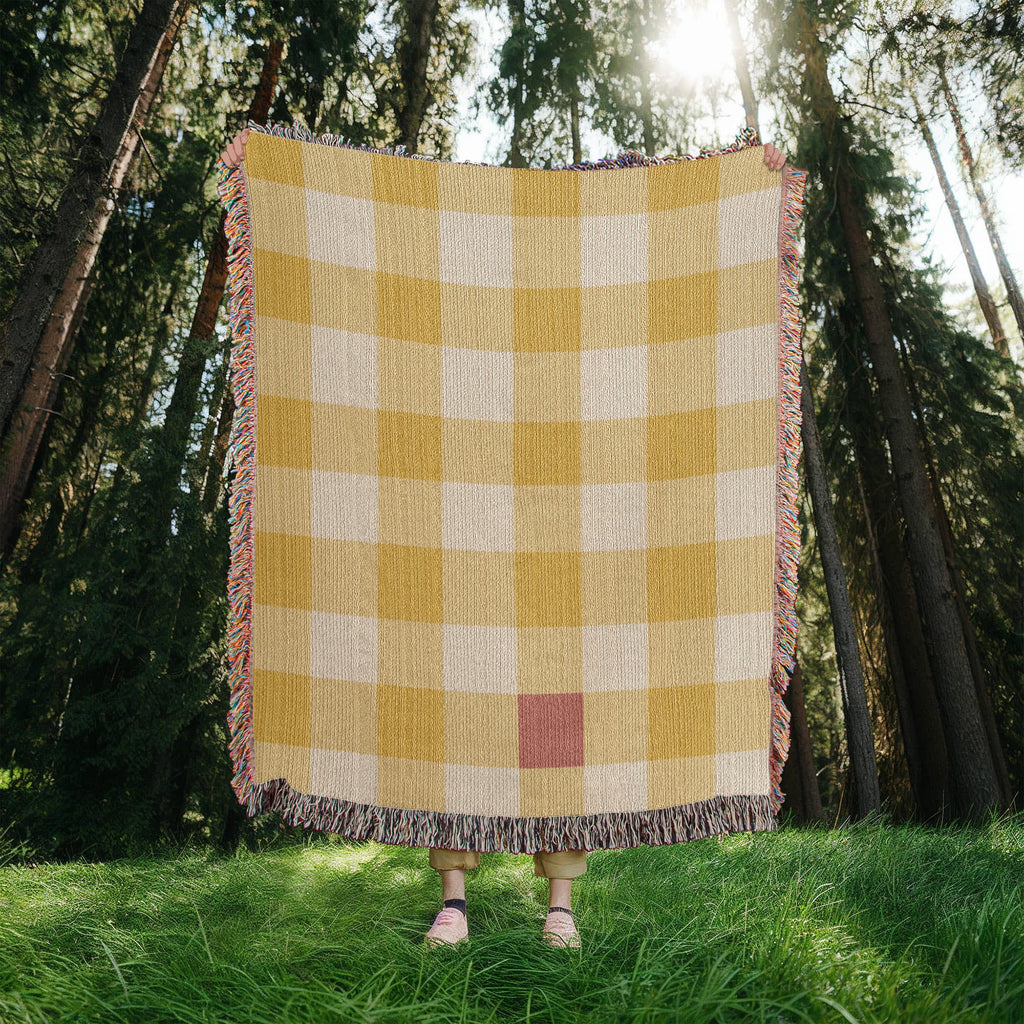 Gingham Woven Cotton Throw Blanket — Butter