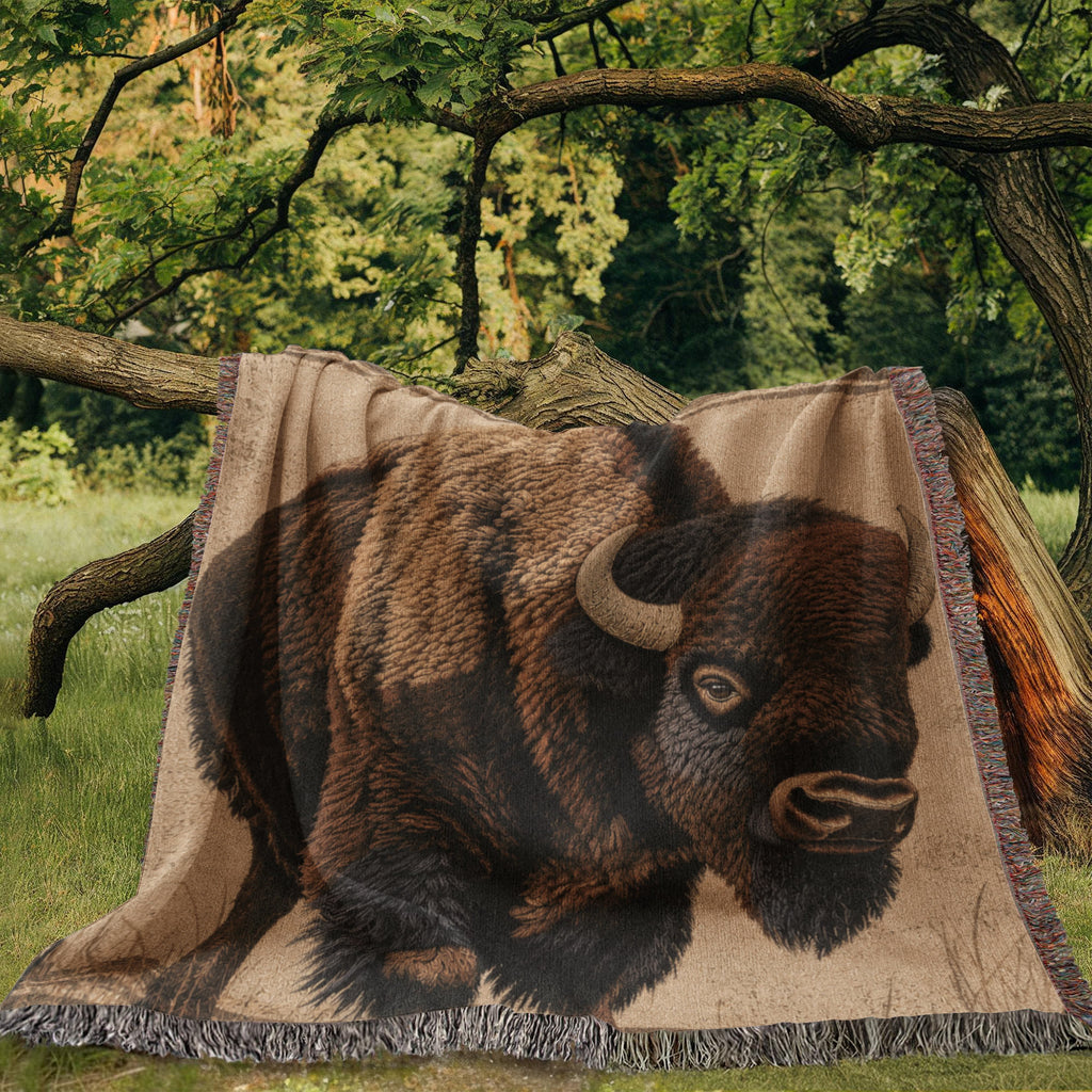 American Bison Woven Blanket – Wildlife Throw & Statement Blanket Nature Lover Gifts