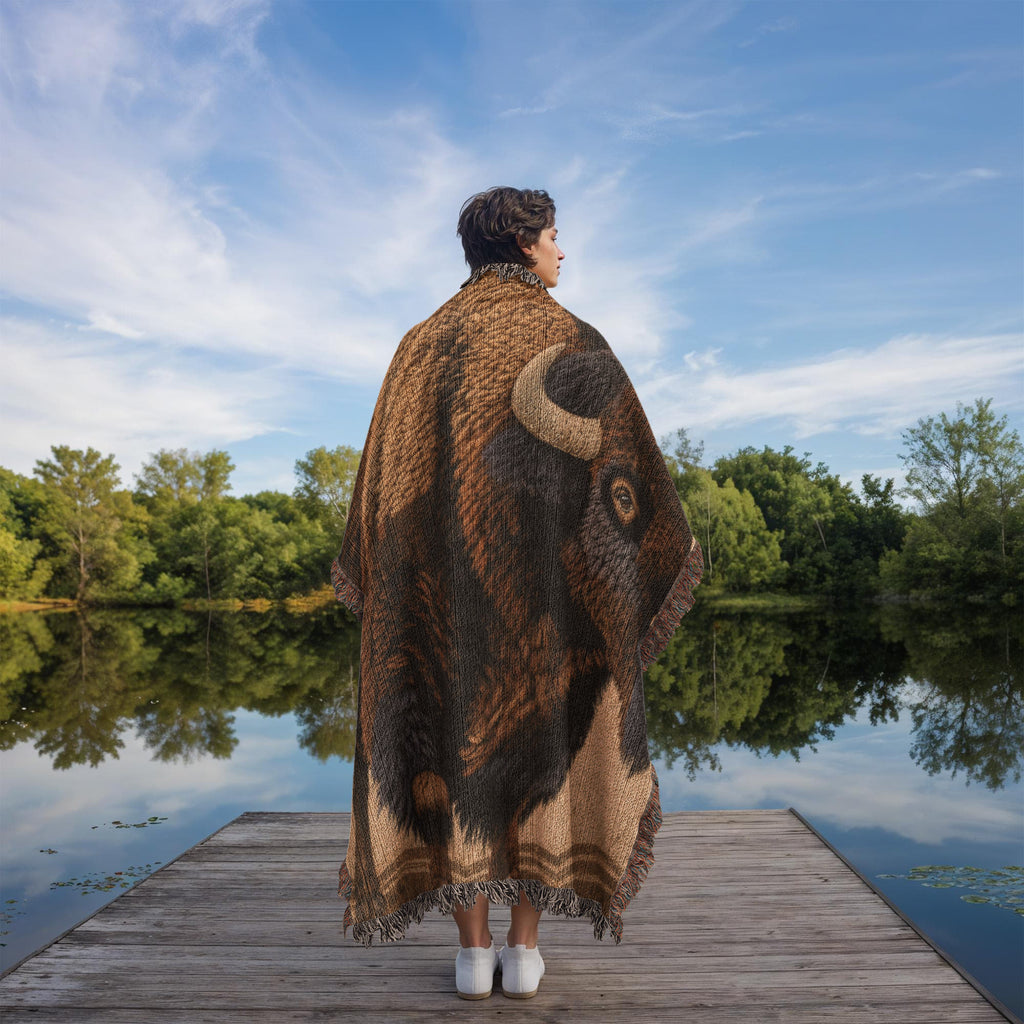American Bison Woven Blanket – Wildlife Throw & Statement Blanket Nature Lover Gifts