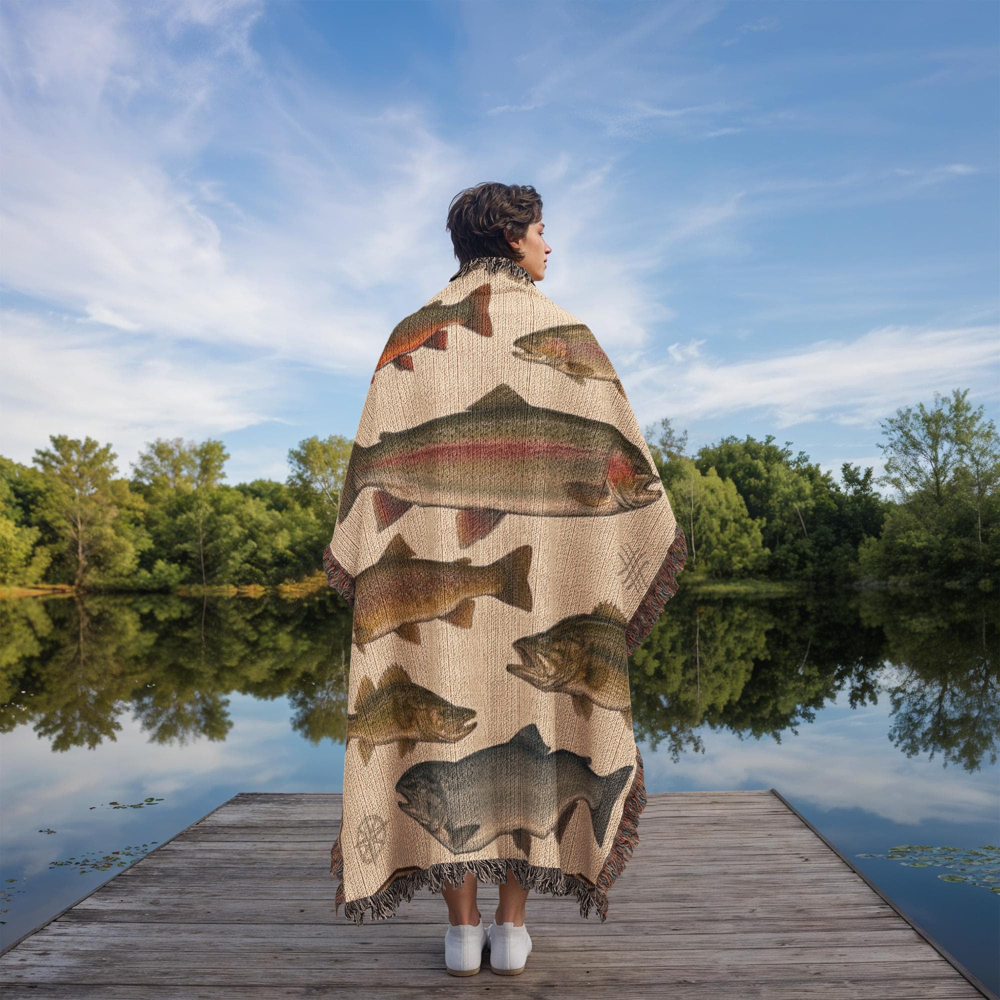The Watershed Fishing Cotton Woven Throw Blanket