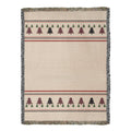 Evergreen Pine Forest Christmas Throw Blanket | Handwoven Fringed Cotton | Woven Tree Holiday Throw
