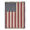 American Flag Woven Throw Blanket – 50 Star USA Flag Cotton Tapestry with Fringe, Patriotic Home Decor, Made in USA