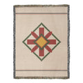 Lodestar Star Medallion Christmas Throw Blanket | Handwoven Fringed Cotton | Kilim Star Heirloom