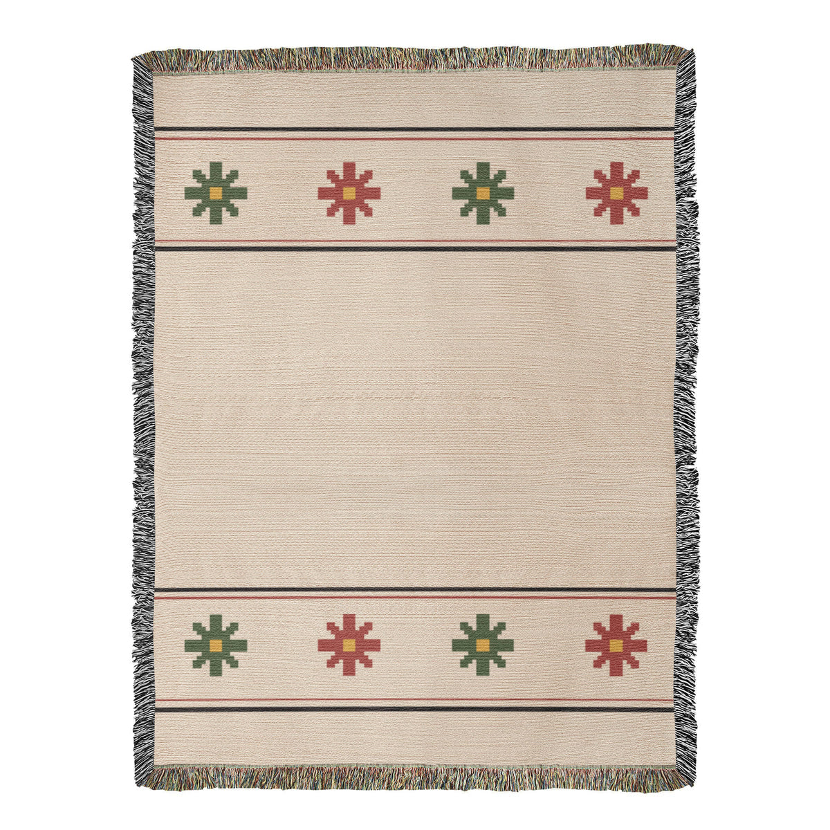 Northstar Nordic Star Christmas Throw Blanket | Handwoven Fringed Cotton | Heirloom Holiday Gift