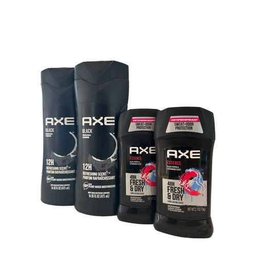 Axe Lot of 4 Axe Body Wash & Antiperspirant - Essence & Black - New