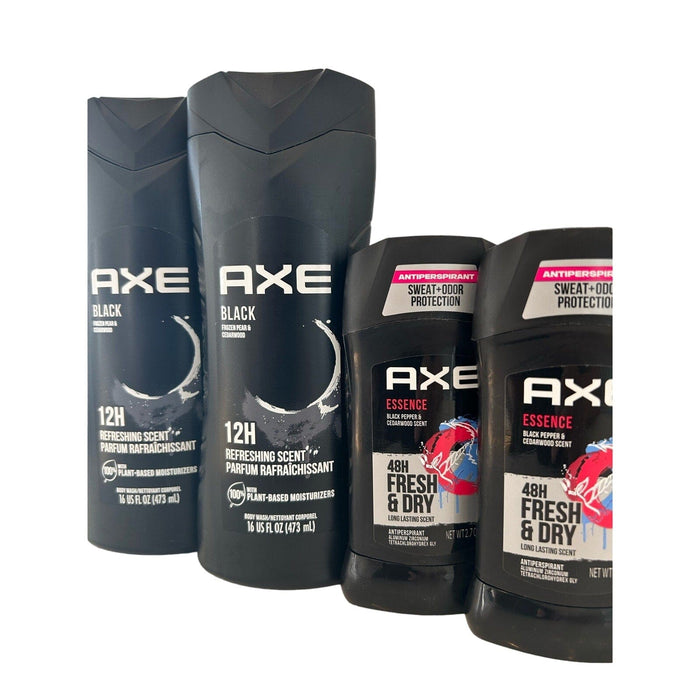 Axe Lot of 4 Axe Body Wash & Antiperspirant - Essence & Black - New