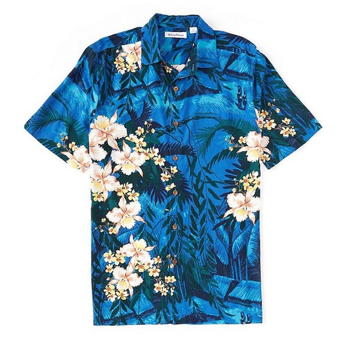 Caribbean Jungle Hut Short Sleeve Tropical Print Shirt SZ XL