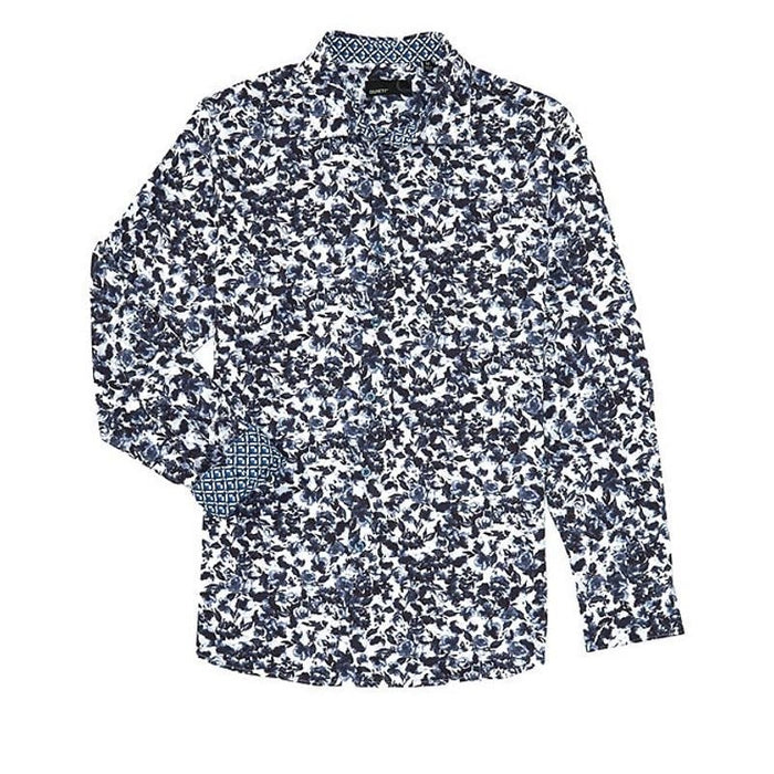 Quieti Stretch Large Floral Print Long Sleeve Woven Shirt (Size L) * men983