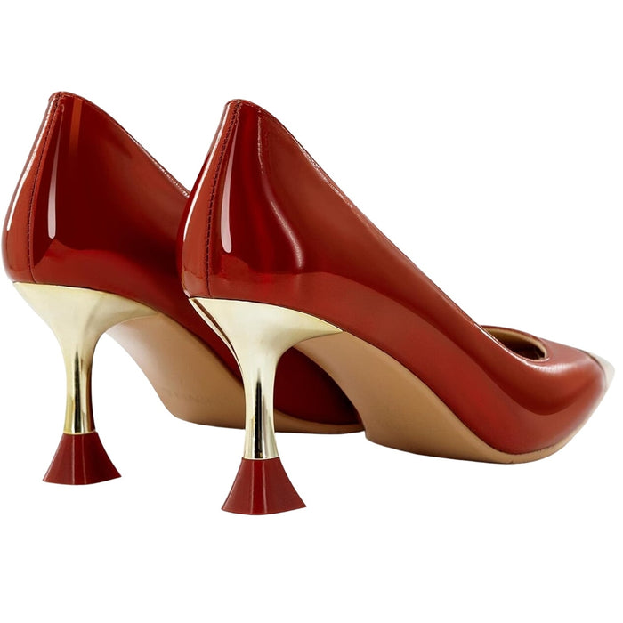 Findvell Red High Heels: Square Toe Stiletto Pumps, Sexy Kitten Heels, SZ 5.5