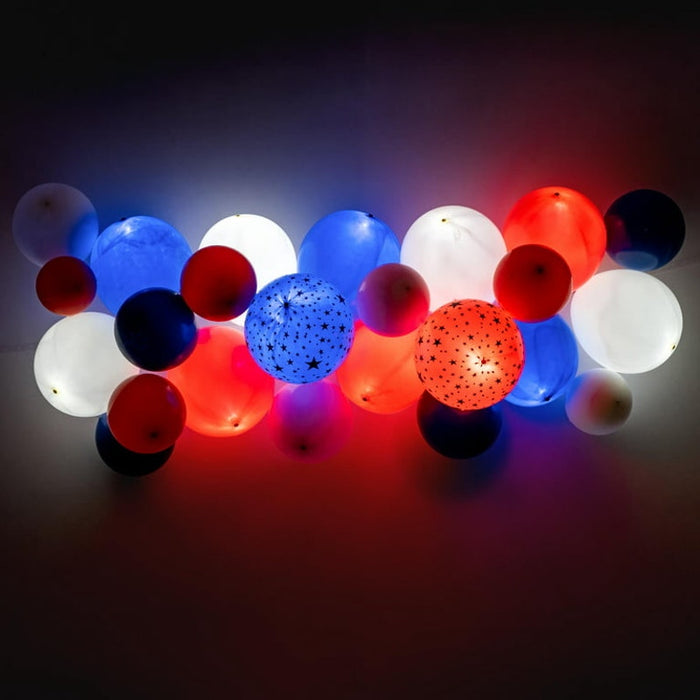 Illooms bundle of 5 packs Patriotic Light Up Balloons 15 Balloons Total