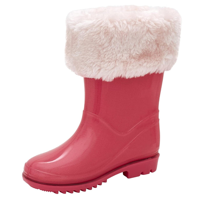 Carter's Girl's Adley Rain Boot Calf-High, Faux Fur Lining SZ 5, Pink Kids Boots