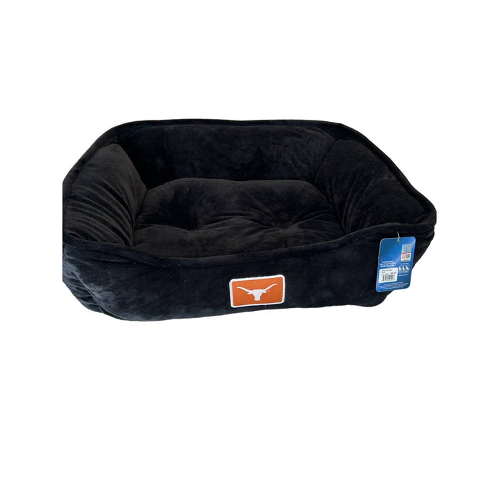 University of Texas Longhorns * Dog Bed - Black, Plush, Sports Gear for Pets