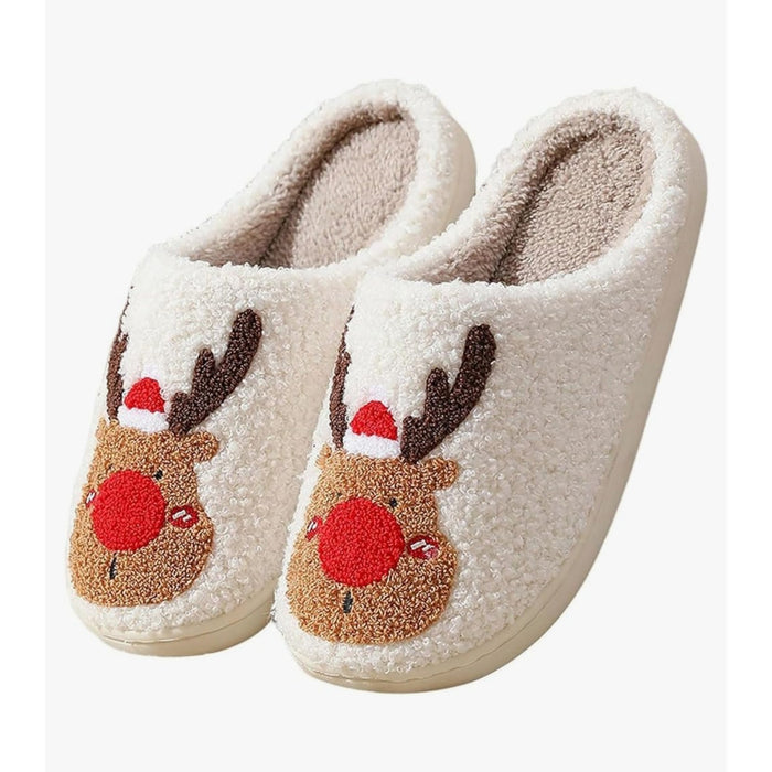 Pantuflas Christmas Elk Cotton Slippers for Men/Women, Creative Gift, Size 10