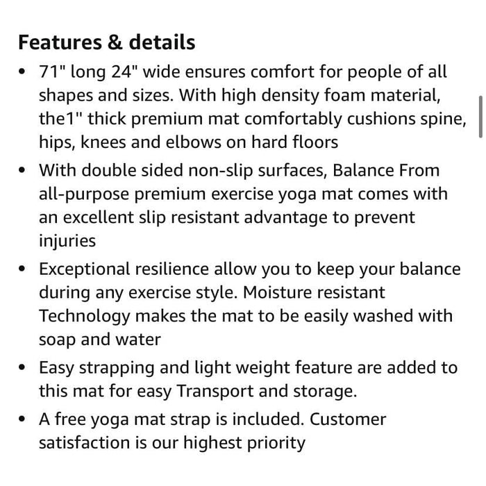 Balancefrom one size / Green BalanceFrom Fitness GoCloud 1" Extra Exercise Yoga Mat - Green (MSRP $60)